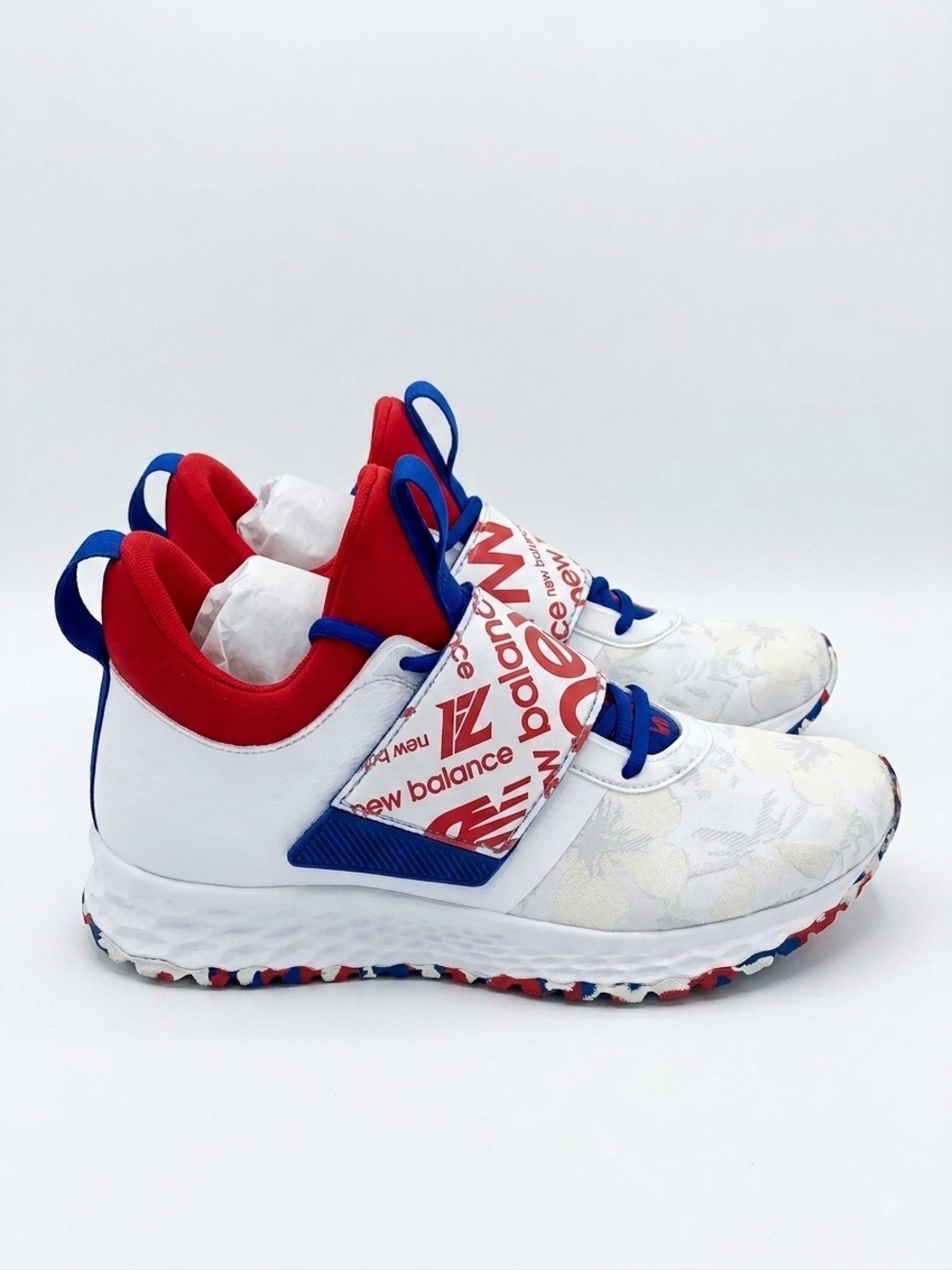 New Balance Fresh Foam Lindor 1 Turf Baseball Shoes White Red Blue Size 9.5